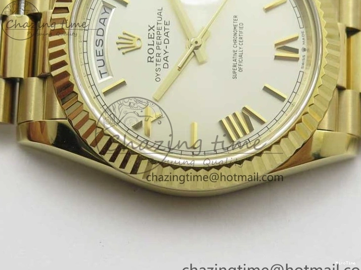 MiroTime 0220 Day-Date 40mm 228239 BP New Dial Version 904 YG Silver Roman Markers Dial on SS President Bracelet A Popular 2806